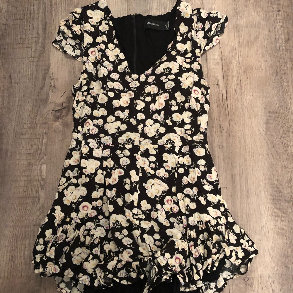 MINKPINK Black floral romper